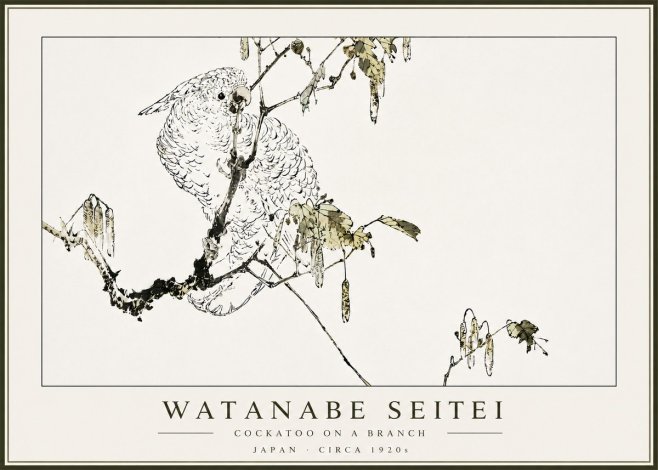 Watanabe Seitei Cockatoo on a Branch No5 - Póster