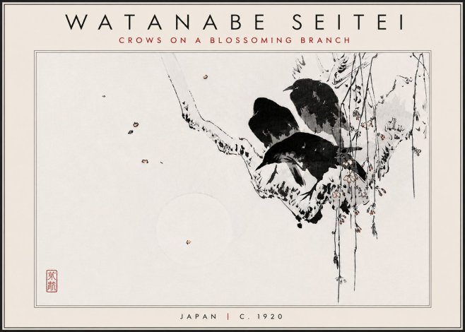 Watanabe Seitei Crows on a Blossoming Branch No5 - Póster