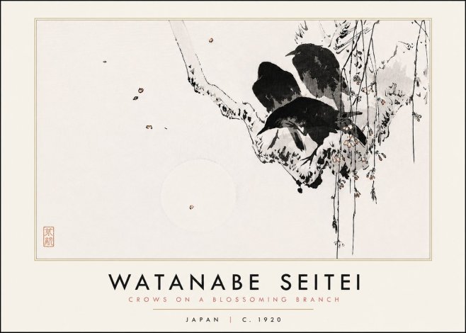 Watanabe Seitei Crows on a Blossoming Branch No6 - Póster