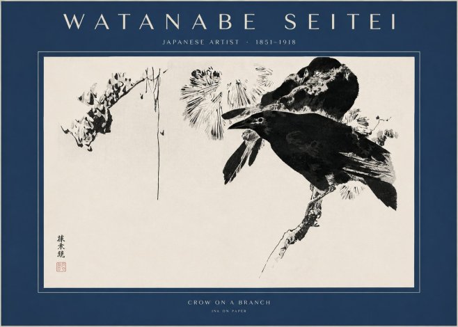Watanabe Seitei Crow on a Branch No2 - Póster