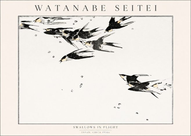 Watanabe Seitei Swallows in Flight No1 - Póster