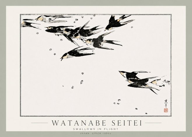 Watanabe Seitei Swallows in Flight No3 - Póster