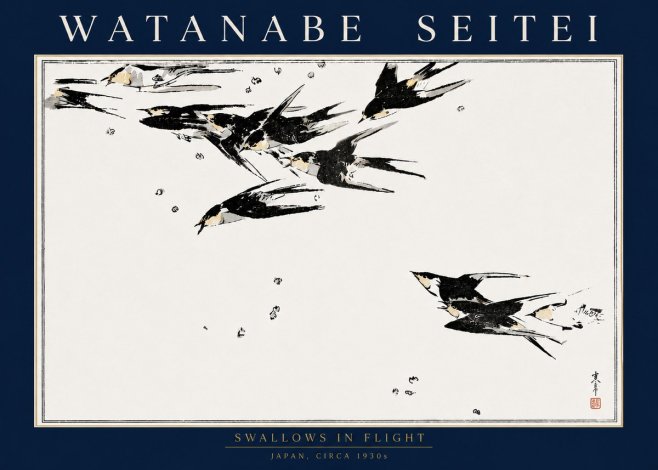 Watanabe Seitei Swallows in Flight No4 - Póster