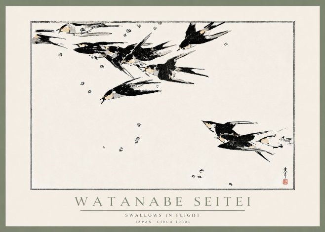 Watanabe Seitei Swallows in Flight No6 - Póster
