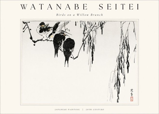 Watanabe Seitei Birds on a Willow Branch No1 - Póster