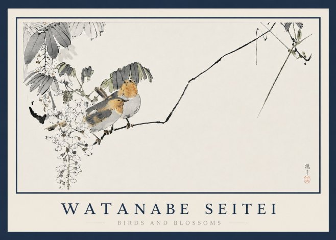 Watanabe Seitei Birds and Blossoms No3 - Póster