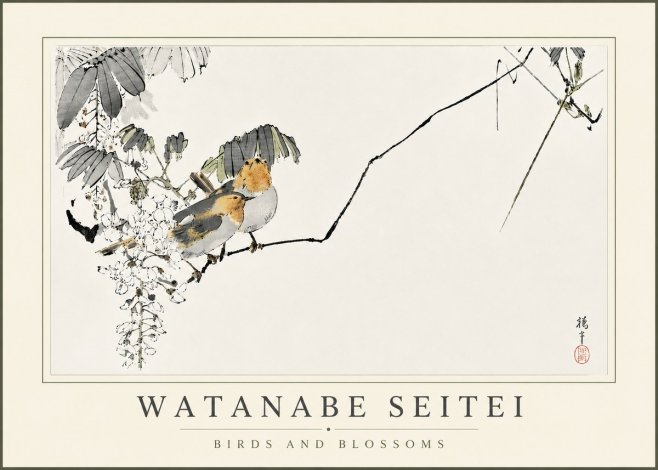 Watanabe Seitei Birds and Blossoms No5 - Póster