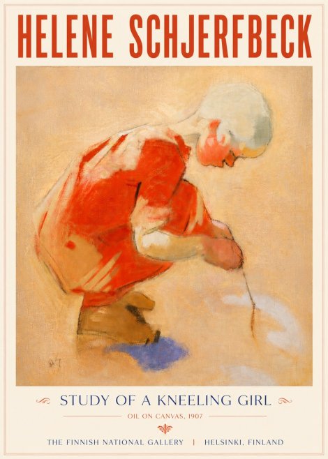 Helene Schjerfbeck Study of a Kneeling Girl No5 - Póster