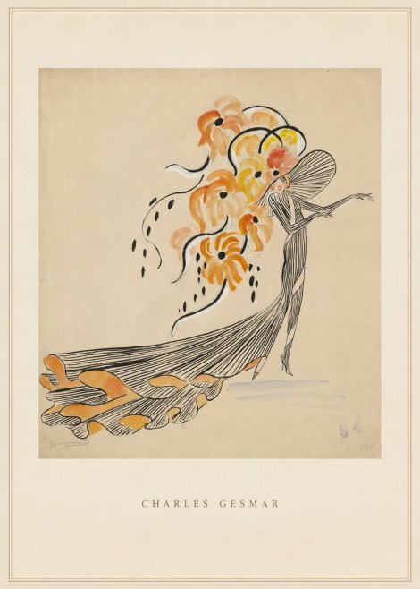Charles Gesmar Lady with Floral Headdress No3 - Póster