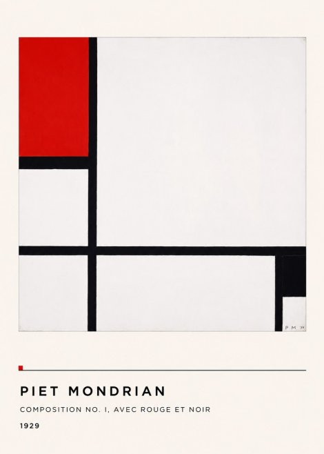Piet Mondrian Composition No. I, Avec Rouge Et Noir No4 - Póster