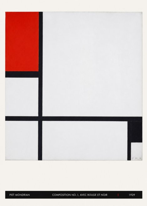Piet Mondrian Composition No. I, Avec Rouge Et Noir No5 - Póster