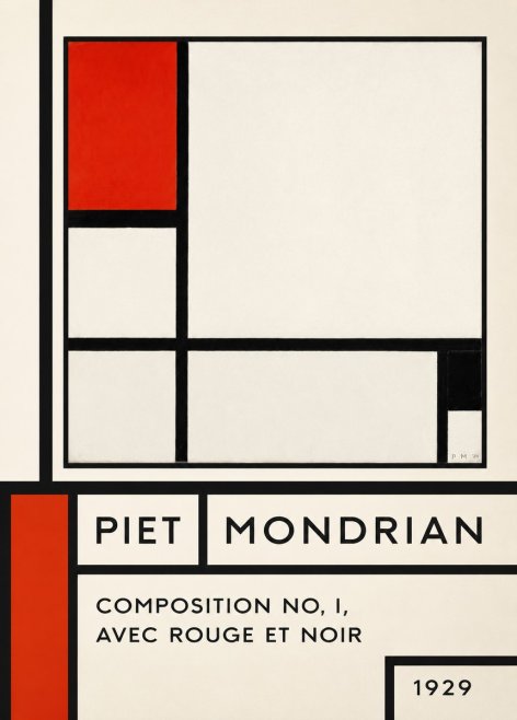 Piet Mondrian Composition No. I, Avec Rouge Et Noir No6 - Póster