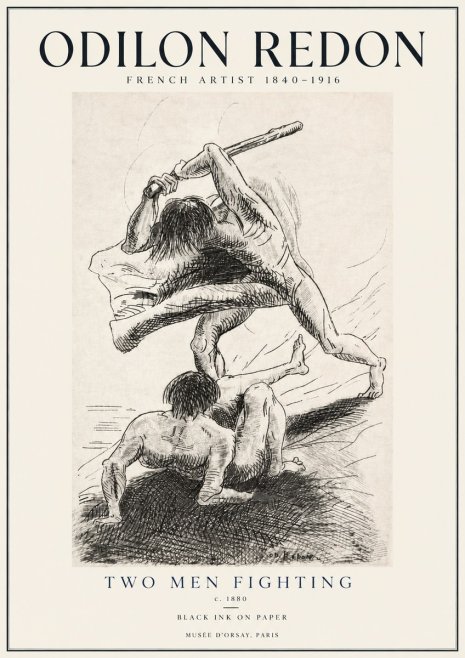 Odilon Redon Two Men Fighting No4 - Póster