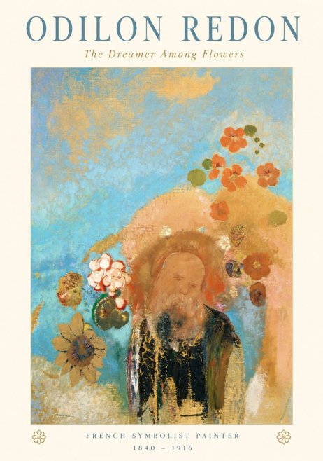 Odilon Redon The Dreamer Among Flowers No1 - Póster