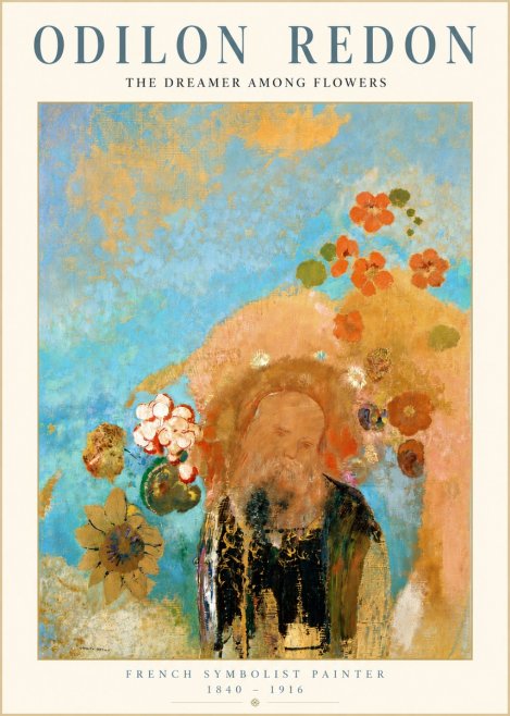 Odilon Redon The Dreamer Among Flowers No4 - Póster