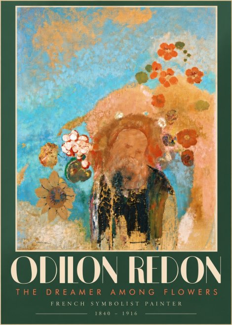 Odilon Redon The Dreamer Among Flowers No5 - Póster