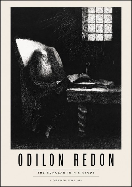 Odilon Redon The Scholar in His Study No4 - Póster