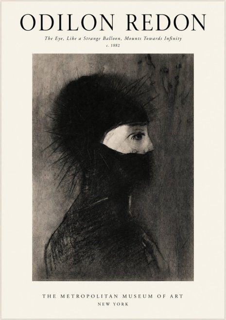 Odilon Redon The Eye, Like a Strange Balloon, Mounts Towards Infinity No1 - Póster