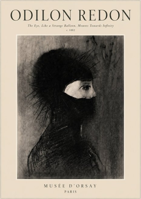 Odilon Redon The Eye, Like a Strange Balloon, Mounts Towards Infinity No3 - Póster