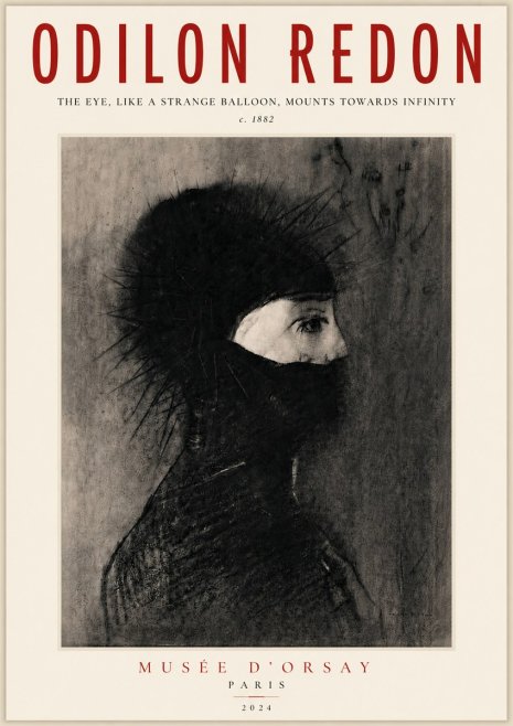 Odilon Redon The Eye, Like a Strange Balloon, Mounts Towards Infinity No5 - Póster