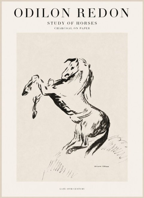 Odilon Redon Study of Horses No1 - Póster