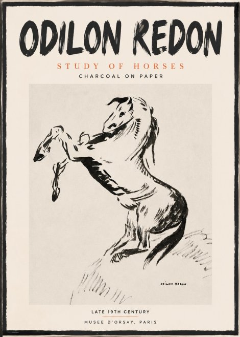 Odilon Redon Study of Horses No2 - Póster