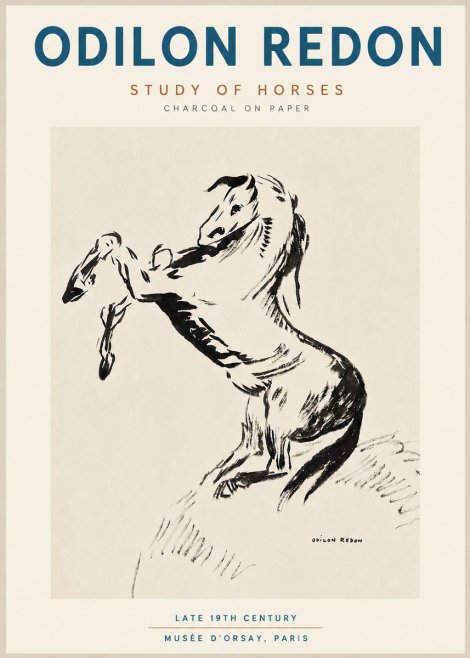 Odilon Redon Study of Horses No4 - Póster
