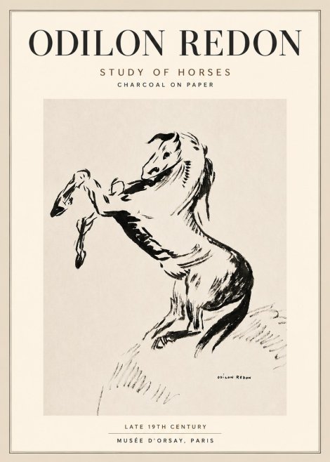 Odilon Redon Study of Horses No5 - Póster