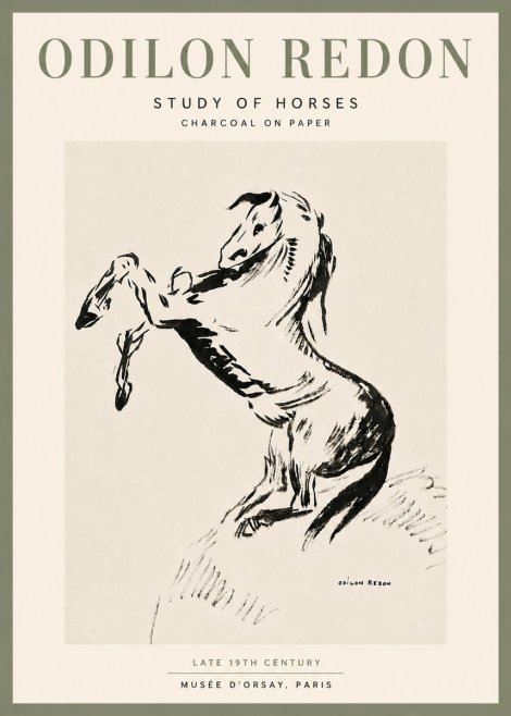 Odilon Redon Study of Horses No6 - Póster