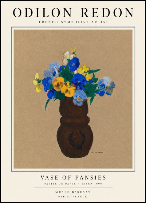 Odilon Redon Vase of Pansies No3 - Póster