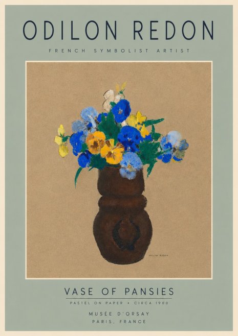 Odilon Redon Vase of Pansies No4 - Póster