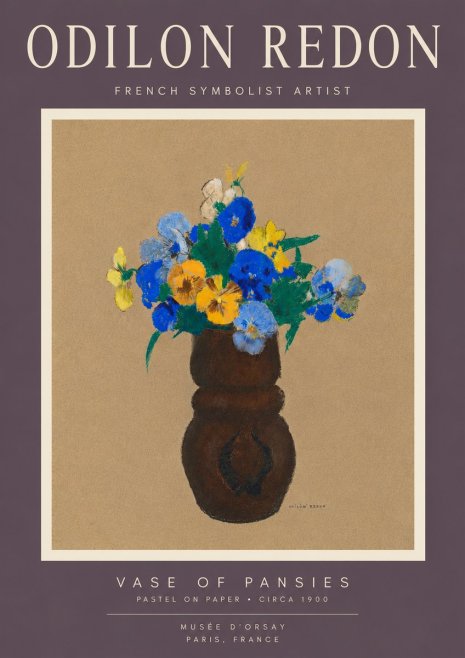 Odilon Redon Vase of Pansies No6 - Póster