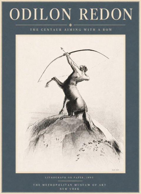 Odilon Redon The Centaur Aiming with a Bow No6 - Póster