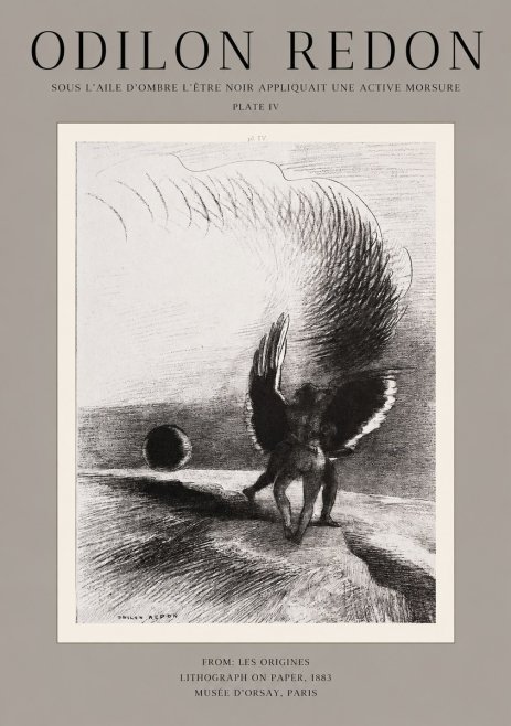 Odilon Redon Sous L'aile D'ombre L'être Noir Appliquait Une Active Morsure Plate Iv No1 - Póster
