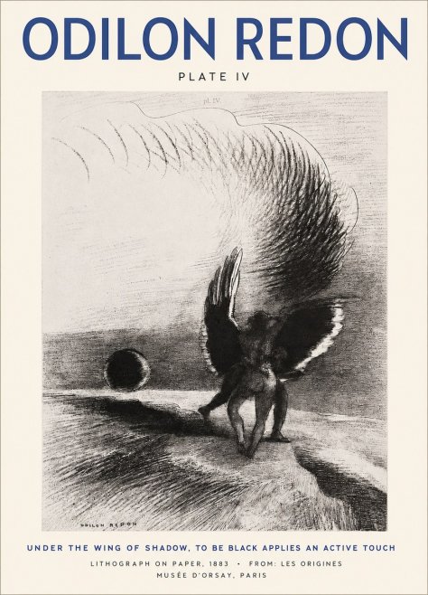 Odilon Redon Sous L'aile D'ombre L'être Noir Appliquait Une Active Morsure Plate Iv No2 - Póster