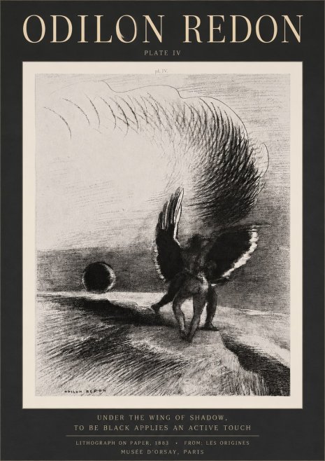 Odilon Redon Sous L'aile D'ombre L'être Noir Appliquait Une Active Morsure Plate Iv No3 - Póster