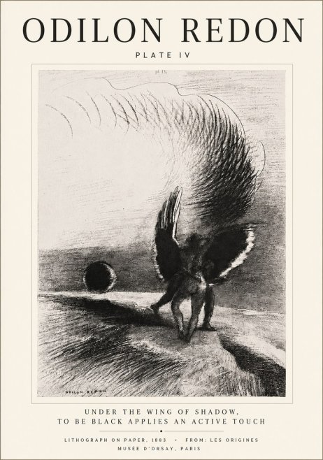 Odilon Redon Sous L'aile D'ombre L'être Noir Appliquait Une Active Morsure Plate Iv No5 - Póster