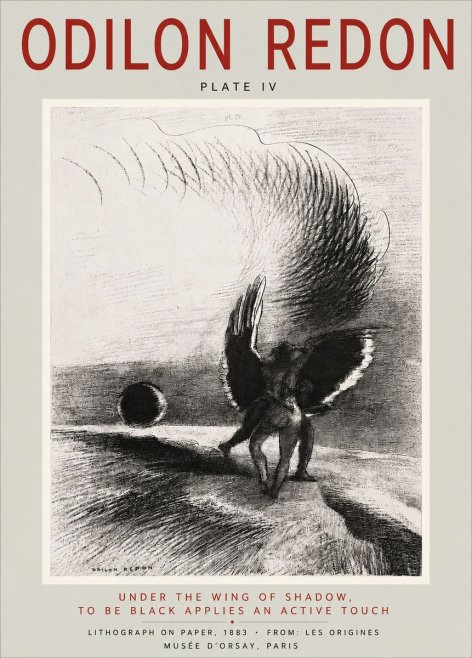 Odilon Redon Sous L'aile D'ombre L'être Noir Appliquait Une Active Morsure Plate Iv No6 - Póster