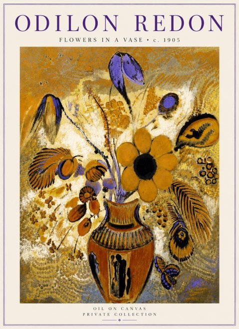 Odilon Redon Flowers in a Vase II No5 - Póster