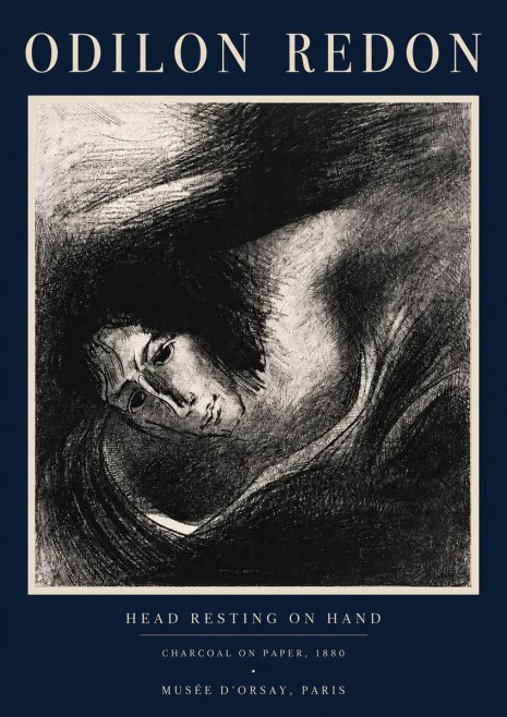 Odilon Redon Head Resting on Hand No4 - Póster