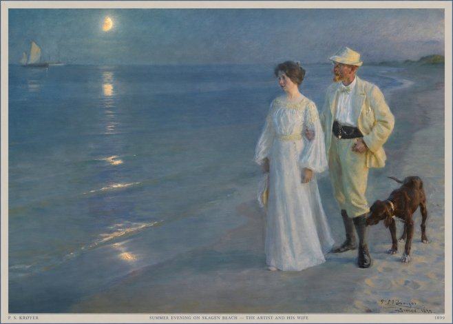 P.S. Krøyer Summer Evening on Skagen Beach — the Artist and His Wife No5 - Póster