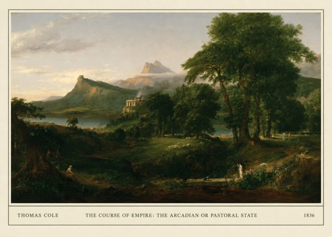 Thomas Cole The Course of Empire - the Arcadian or Pastoral State No5 - Póster