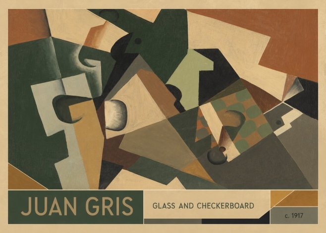Juan Gris Glass and Checkerboard No2 - Póster