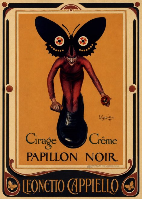 Leonetto Cappiello Cirage Crème Papillon Noir No1 - Póster