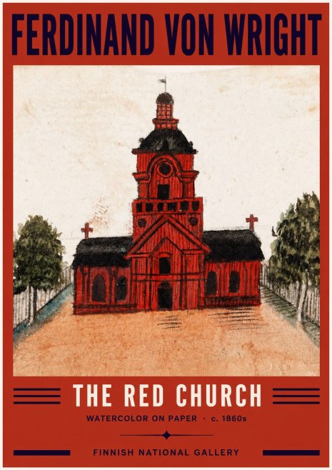 Ferdinand von Wright The Red Church No2 - Póster