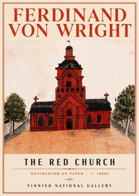Ferdinand von Wright The Red Church No4 - Póster