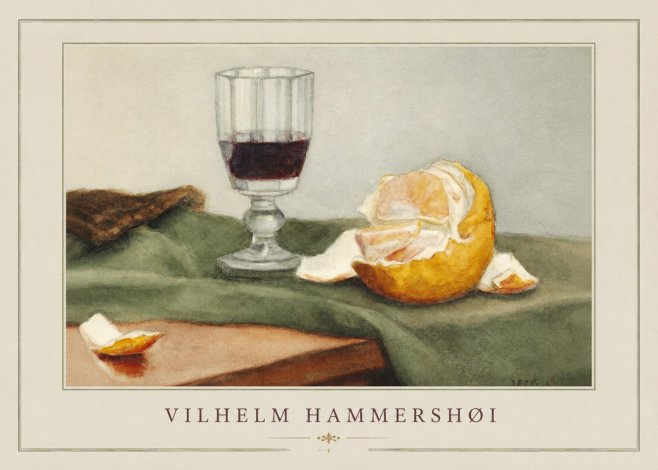Vilhelm Hammershøi Still Life with Wine Glass and Orange No2 - Póster