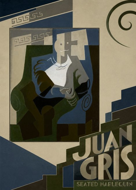 Juan Gris Seated Harlequin No6 - Póster