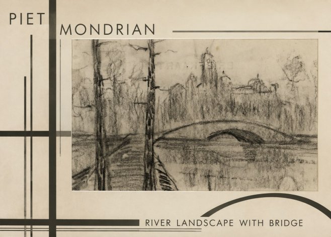 Piet Mondrian River Landscape with Bridge No6 - Póster