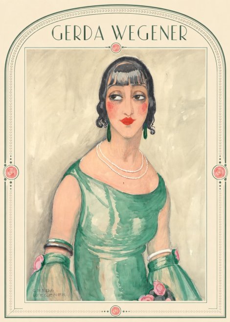 Gerda Wegener Portrait of a Woman in Green Dress No5 - Póster